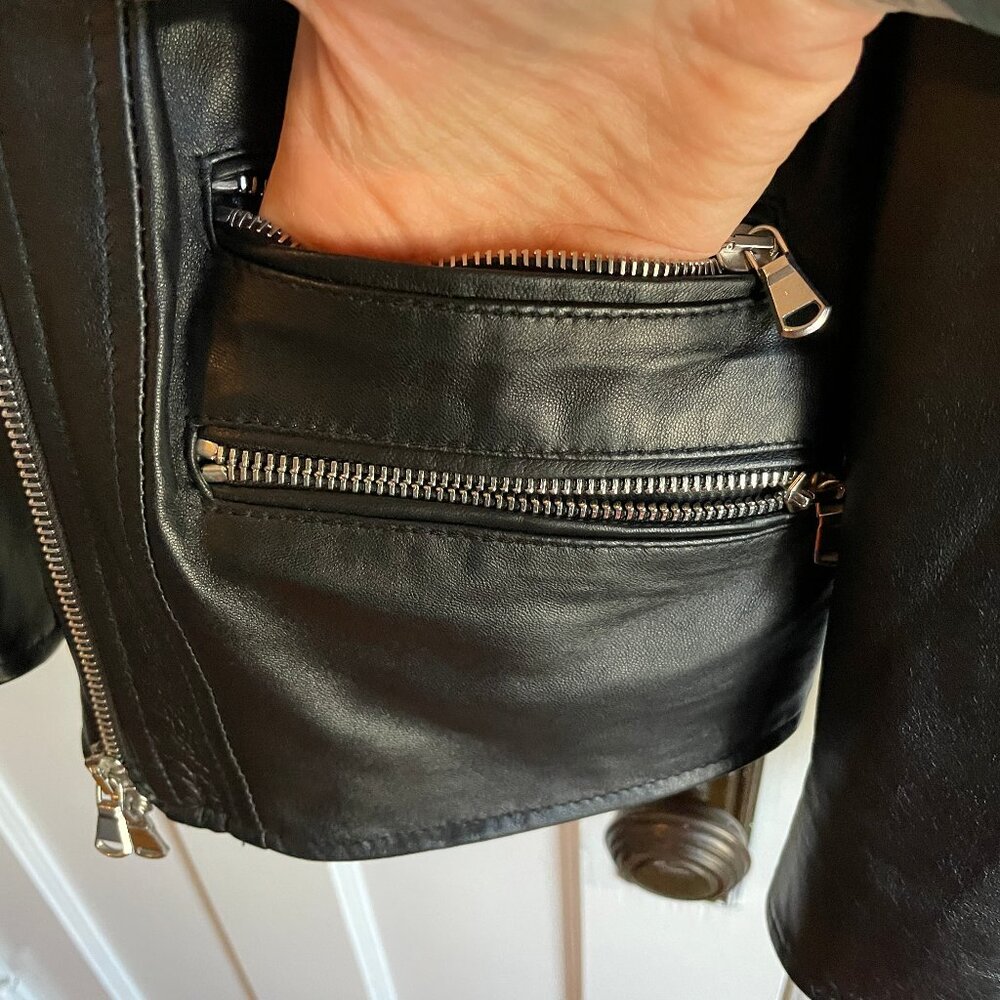 Real Italian leather black moto zip jacket size XL-XXL - Picture 7 of 11